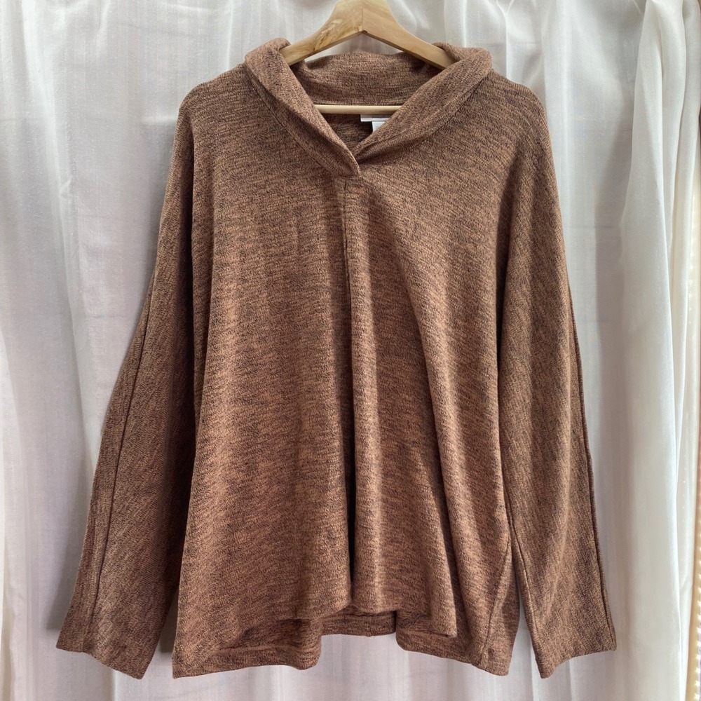 Pure Jill Women's Sweater‎ Knit Cowl Neck Pullover Brown Cotton Blend